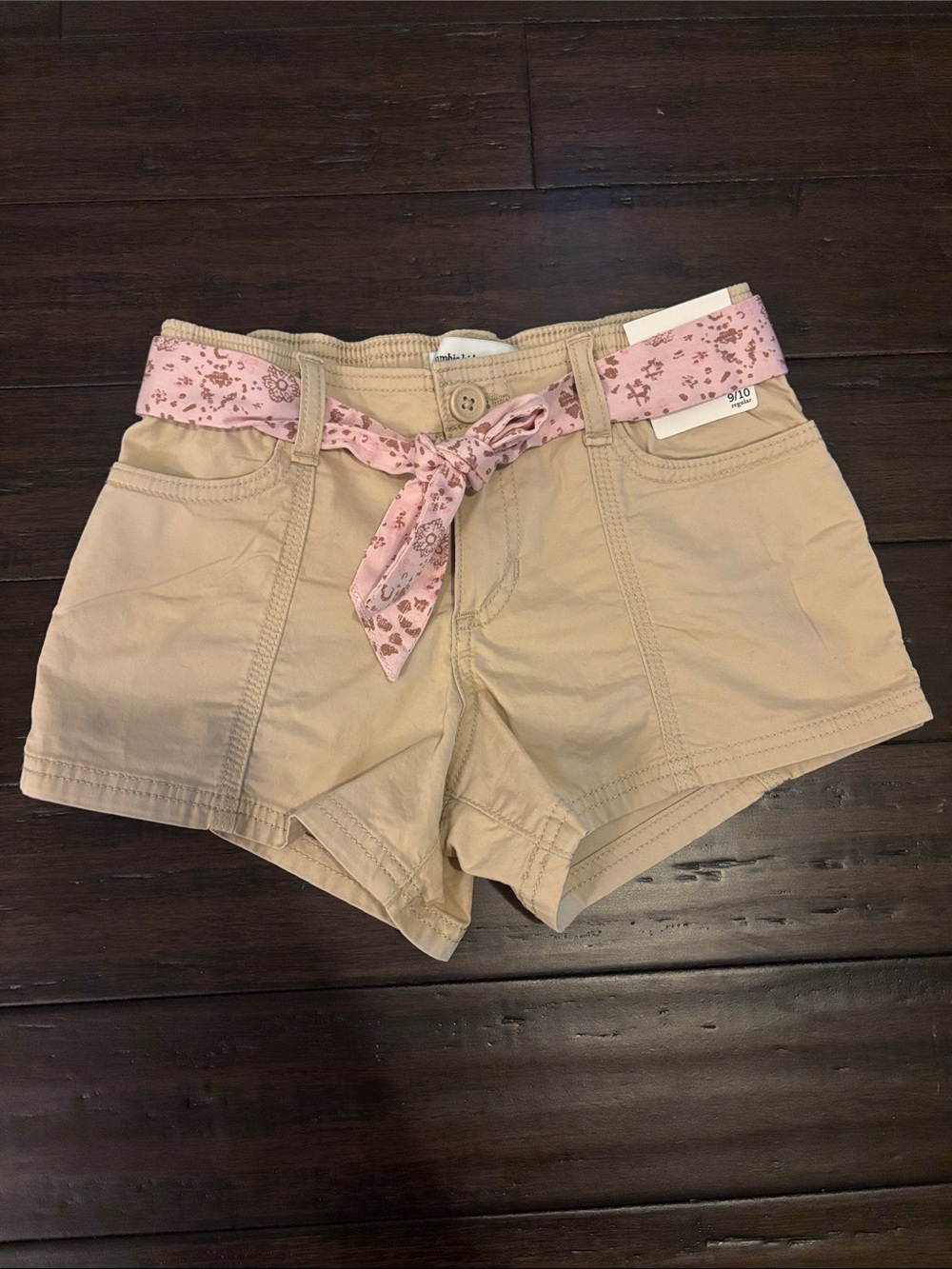 abercrombie kids Beige Shorts with Pink Waist Scarf